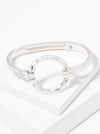 Hammered Metal Round Hook Clasp Hinged Bracelet: Worn Silver