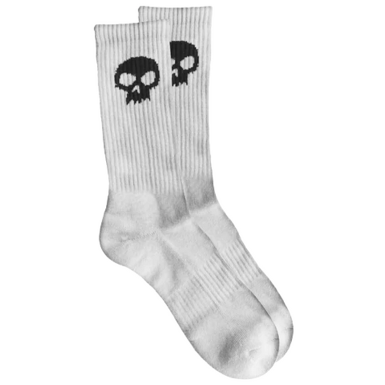 Single Skull White Zero Crew Socks
