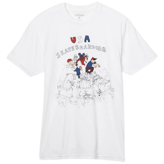 USA Skateboarding Henry Jones Breaking Through White Tee